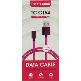 تصویر کابل شارژر فست شارژ 2.1A دیتا دار تایپ سی تسکو مدل TSCO TC C154 - مشکی Cable Data & charging TSCO Model TC C154 Fast charge 2.1A Type-c