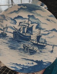 تصویر بشقاب دیوارکوب قلم ابی طرح کشتی 