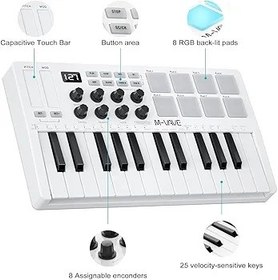 تصویر میدی کیبورد M-VAVE SMK-25 M vave smk 25 midi keyboard bluetooth