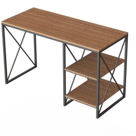 تصویر میز کامپیوتر چوب فلز مدل راستین - کلیاف روشن / مشکی Rastin model wood & metal computer desk