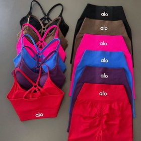 تصویر ست نیم‌تنه و شورتک ورزشی زنانه و دخترانه ALO | فری سایز 36 تا 42 | کاپ متحرک کد ۱۹۳ 193