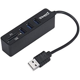 تصویر هاب USB 2.0 سه پورت وکارت خوان ایکس پی مدل hc834 