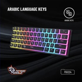 تصویر کیبورد گیمینگ پرودو مدل PDX224 Porodo Gaming 61 Keys Pudding Mechanical Keyboard