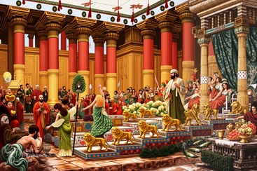 تصویر تابلو فرش فرشینه قصر سلیمان | اثر فاخر از فرش پارسیس 