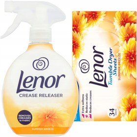 تصویر اسپری ضدچروک و خوشبوکننده لباس لنورlenor نارنجی حجم 500 میل lenor