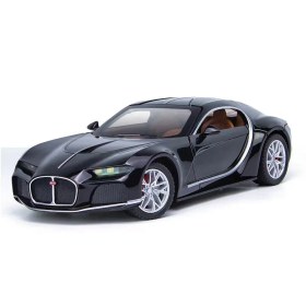 تصویر ماشین اسباب بازی فلزی بوگاتی نقره ای سقف مشکی 1:24 Diecast Bugatti Atlantic_اسباب بازی 