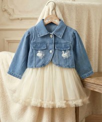 تصویر ست‌ دو تیکه مجلس دخترانه پیراهن و ژاکت لی وارداتی مناسب ۲ تا ۸ سال 