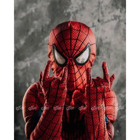 تصویر ست لباس مرد عنکبوتی مدل پارچه کشی طرح عضلانی Spider-man clothing set with muscular design