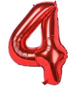 تصویر بادکنک فویلی عدد چهار قرمز 