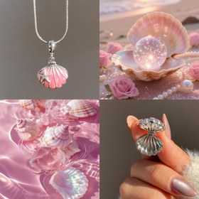 تصویر لاکت صدف صورتی 