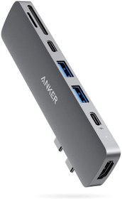 تصویر هاب دیتا تاندربولت 7 پورت انکر ا Anker 547 Thunderbolt 3 USB-C Hub 7-in-2 for MacBook A8371 Anker 547 Thunderbolt 3 USB-C Hub 7-in-2 for MacBook A8371