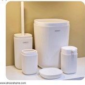 تصویر ست سرویس بهداشتی 5پارچه کنتراست مدل روما شیاردار سفید 