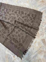 تصویر شال زنانه پلنگی لمه دار چهار طرف ریش نخی - برنزی 