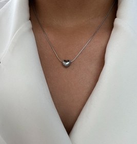 تصویر گردنبند قلب - نقره ای 