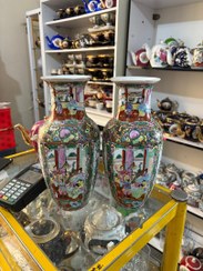 تصویر گلدان چینی گل مرغی قدیمی 