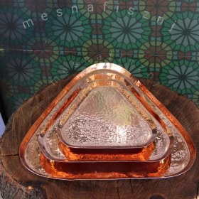 تصویر سینی مسی مثلثی دست ساز 
