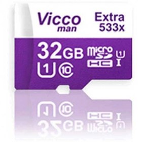 تصویر کارت حافظه micro SD ویکومن مدل Extra 533x با ظرفیت 32 گیگابایت، کلاس 10 Wiccoman Extra 533x micro SD memory card with a capacity of 32 GB, class 10