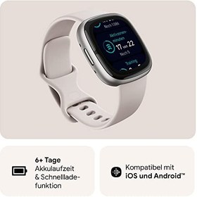 تصویر Fitbit Sense, Advanced Smartwatch with Tools for Heart Health, Stress Management & Skin Temperature Trends, Carbon/Graphite Stainless Steel 