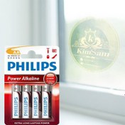تصویر باتری نیم قلمی فیلیپس مدل Power Alkaline بسته 4 عددی 