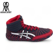 تصویر کفش کشتی مردانه آسیکس 2501 | سبک، راحت و چسبندگی بالا - سرمه ای /قرمز / 45 Asics Wrestling Shoes 2501 | Lightweight, Comfortable, High Grip – Arenasporter