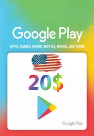 تصویر گیفت کارت گوگل پلی ( آمریکا, 20 دلار) ا گیفت کارت گوگل پلی گیفت کارت گوگل پلی