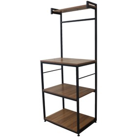 تصویر شلف ایستاده چوب فلز مدل کافی بار Kafi bar metal wood standing shelf