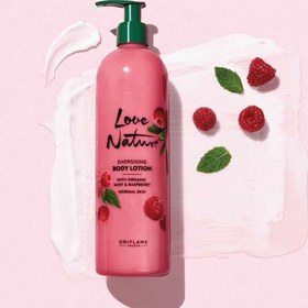 تصویر لوسیون بدن بزرگ انرژی زا ارگانیک تمشک و نعنا لاونیچر اوریفلیم Oriflame Love Nature Energising Body Lotion whit Organic mint&raspberry