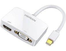 تصویر مبدل Mini DisplayPort به HDMI و VGA یوگرین مدل 20421 | تبدیل حرفه‌ای برای اتصال به مانیتور و تلویزیون 