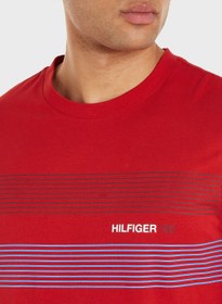 تصویر تی‌شرت یقه گرد راه‌راه برند Tommy Hilfiger Striped Crew Neck T-Shirt