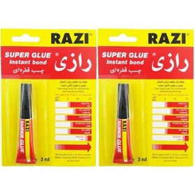 تصویر چسب قطره ای رازی مدل Super Glue حجم 3 میلی لیتر بسته 2 عددی Razi Super Glue Instant Bond Adhesive 3ml