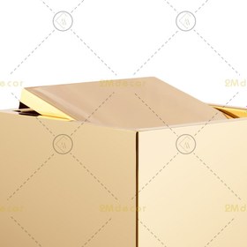 تصویر سطل مربع در بادبزنی طلایی 