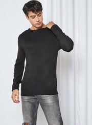 تصویر سویشرت مشکی با کیفیت برند Koton Solid Sweater Black