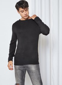 تصویر سویشرت مشکی با کیفیت برند Koton Solid Sweater Black