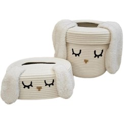 تصویر ست سطل و جادستمال کاغذی اتاق کودک لالیپاپ مدل گوش پشمی 