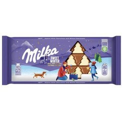 تصویر شکلات شیری سویت وینتر میلکا 100 گرمی Milka Sweet Winter Milk and White Chocolate 