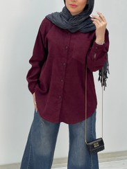 تصویر مانتو مخمل کبریتی تک جیب سایز بزرگ 