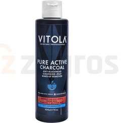 تصویر ژل شستشوی صورت و پاک کننده آرایش زغالی ویتولا 200 میل Vitola charcoal face wash gel and makeup remover 200ml