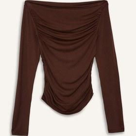 تصویر بلوز زنانه قهوه ای دفکتو 