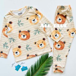 تصویر ست راحتی بچه گانه آستین بلند و شلوار خرس قهوه ای (71052) 