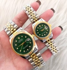 تصویر ساعتمچی بند استیل رولکس - مردانه / دو‌رنگ صفحه مشکی ROLEX