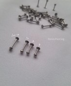 تصویر پیرسینگ پشت فلت بیسیک سر اسپایک و گوی سایز ۶ تا ۱۲ میل 