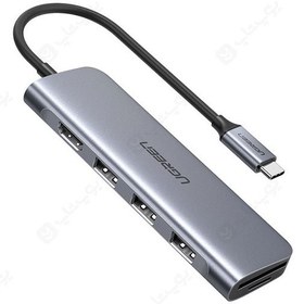 تصویر هاب 6 پورت Type C به USB 3.0 با یک پورت HDMI و درگاه کارت حافظه یوگرین 70410 CM195 - خاکستری 