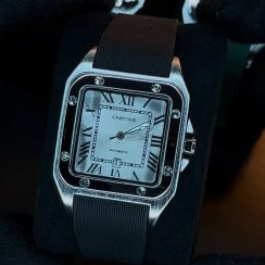 تصویر ساعت مچی مردانه اسپرت کارتیر بند رابر - مشکی صفحه سفید CARTIER