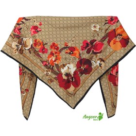 تصویر روسری ابریشم توییل گوچی حاشیه گل کد 1276 