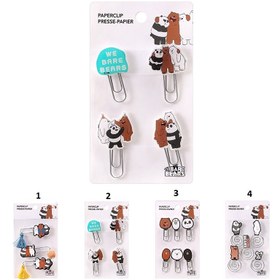 تصویر گیره دفتر مینیسو، مدل Miniso We Bare Bears-Paperclip، طرح خرسها، 4 عددی 