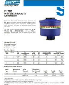 تصویر فیلتر شیمیایی ماسک تنفسی اسپاسیونی مدل A2B2E2K2HgCO 20 NOP3 NR204 UP3 spasciani chemical filter - A2B2E2K2HgCO 20 NOP3 NR204 UP3 Models