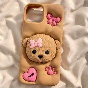 تصویر کاور فانتزی پاپ سوکتی طرح سگ پودل رنگ قهوه ای 