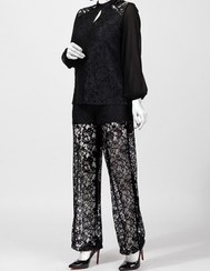 تصویر بلوز زنانه برنس مدل دلین رنگ سرمه ای و مشکی سایز ۴۰ تا ۴۶ 