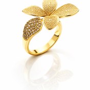 تصویر انگشتر نقره زنانه طرح ارکید عیار۹۲۵ با سنگهای زیرکونیا Silver ring