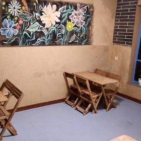 تصویر میز و صندلی چهارنفره تاشو چوبی 